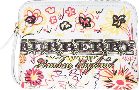 large zip top doodle printed coated canvas burberry|Burberry Large Canvas Doodle Print Lettering Pouch .